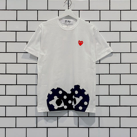 COMME DES GARCONS CDG PLAY HALF HEART POLKA DOT TEE AZ-T236-051-1