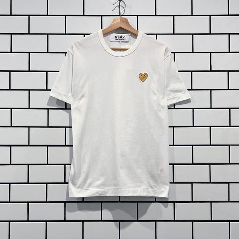 COMME DES GARCONS CDG PLAY GOLD HEART TEE WHITE AZ-T216-051-4