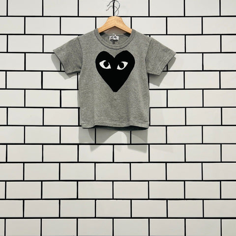 COMME DES GARCONS CDG PLAY KIDS BLACK BIG HEART TEE GREY T583-100-1