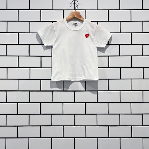 COMME DES GARCONS CDG PLAY KIDS HEART LOGO TEE WHITE AZ-T501-100-2