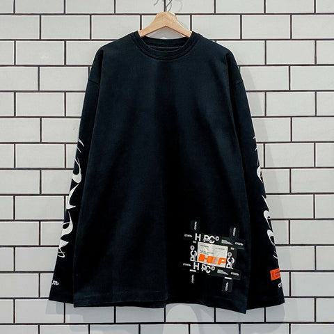 HERON PRESTON OS HP BRUSH LS TEE BLACK WHITE LAST SIZE L SOLD OUT