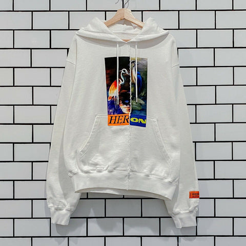 HERON PRESTON SPLIT HERONS GRAPHIC HOODIE WHITE LAST SIZE M SOLD OUT