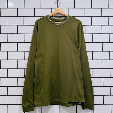 STUSSY OWEN LS CREW TEE OLIVE