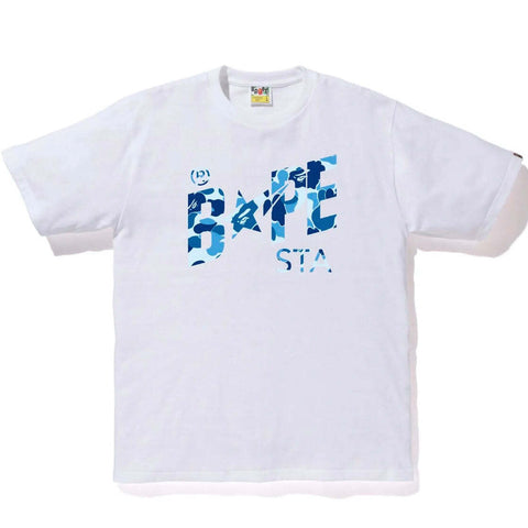 BAPE WHITE & BLUE ABC CAMO BAPE STA TEE WHITE