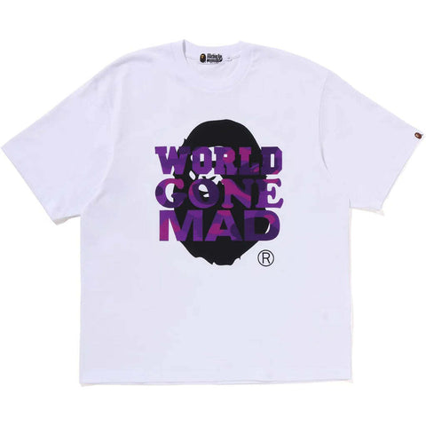 BAPE WORLD GONE MAD TEE WHITE PURPLE CAMO WHITE