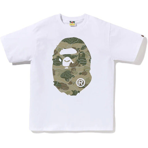 BAPE REFLECTIVE LAYERED LINE CAMO BIG APE HEAD TEE WHITE