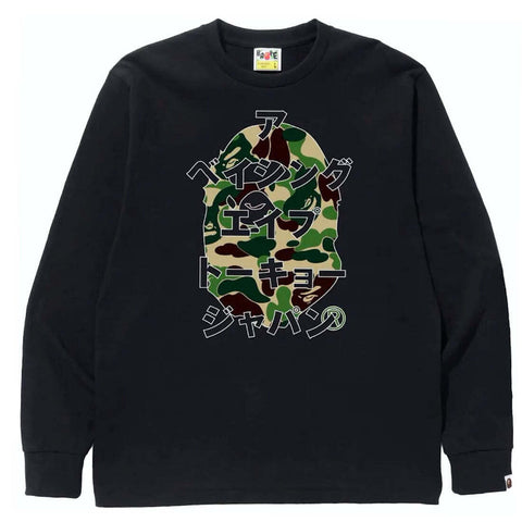 BAPE ABC CAMO KATAKANA LS TEE GREEN