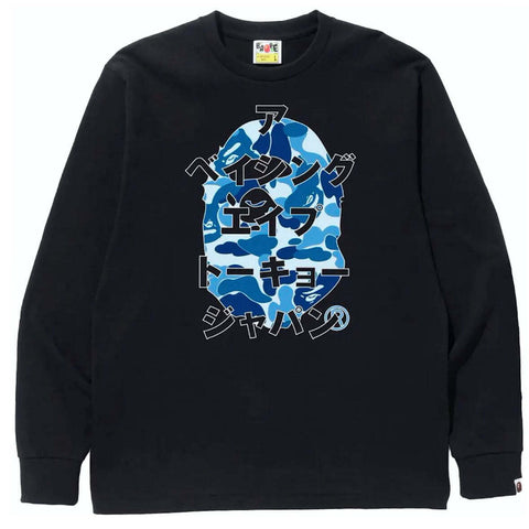 BAPE ABC CAMO KATAKANA LS TEE BLUE