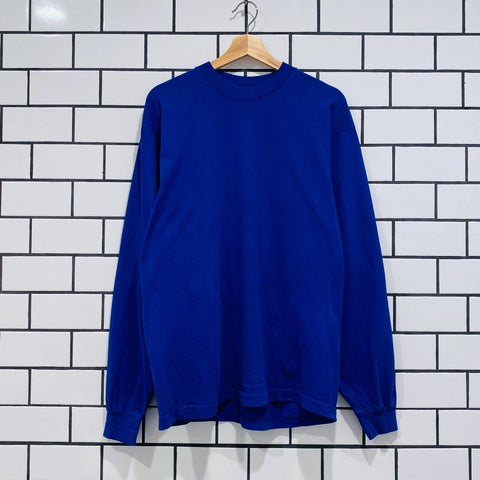 LOS ANGELES APPAREL 6.5 OZ LONG SLEEVE GARMENT DYE CREW NECK T-SHIRT BLUE