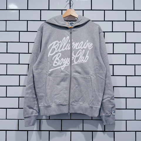 BILLIONAIRE BOYS CLUB BBC SCRIPT ZIP HOODIE HEATHER GREY
