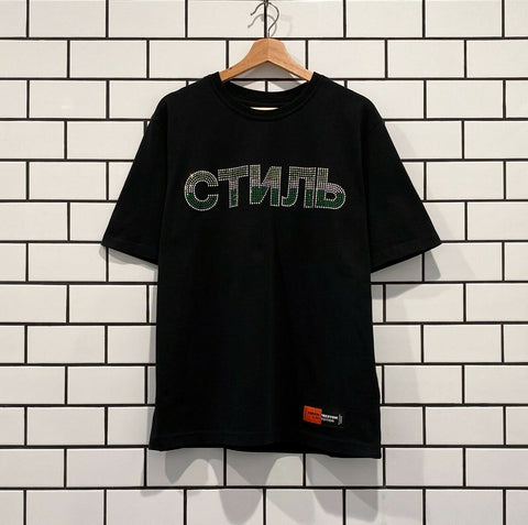 HERON PRESTON REG CTNMB STRASS SS TEE BLACK