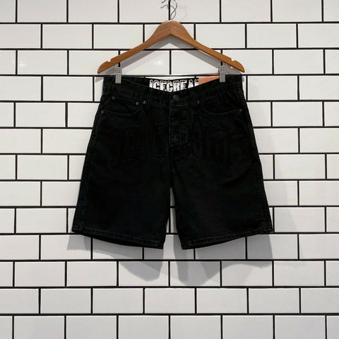 ICECREAM BLACK OUT JEAN SHORT BLACK RINSE