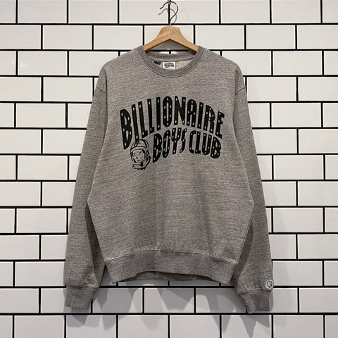 BILLIONAIRE BOYS CLUB BBC STRAIGHT FONT CREW HEATHER GREY OVERSIZED