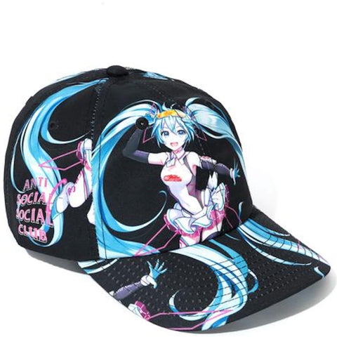 ANTI SOCIAL SOCIAL CLUB ASSC X GOOD SMILING RACING HATSUNE MIKU CAP BLACK