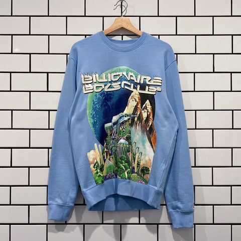 BILLIONAIRE BOYS CLUB BBC OLYMPUS CREW PLACID BLUE OVERSIZED