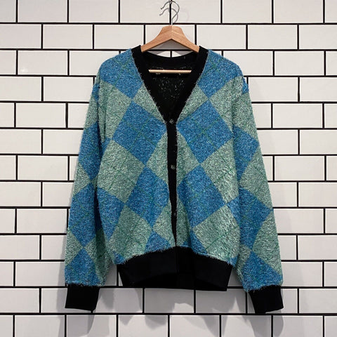 PLEASURES REV CARDIGAN AQUA