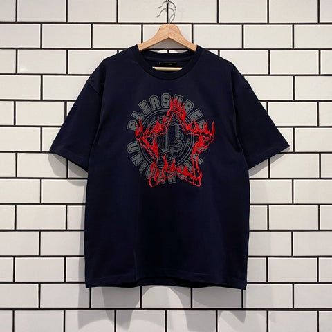 PLEASURES UNIVERSITY HEAVYWEIGHT SHIRT NAVY