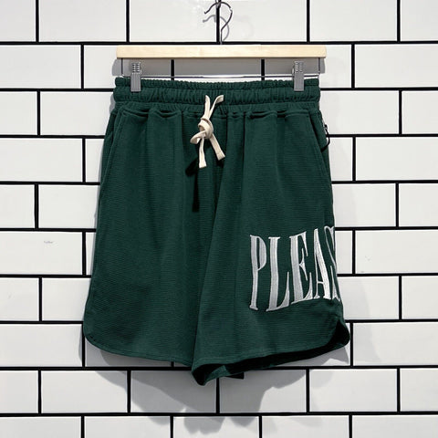 PLEASURES TWITCH WAFFLE KNIT SHORTS GREEN