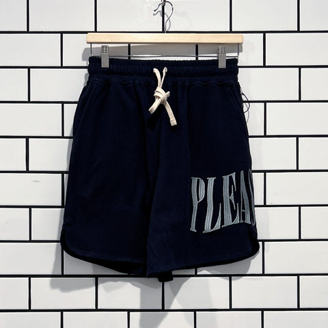 PLEASURES TWITCH WAFFLE KNIT SHORTS NAVY