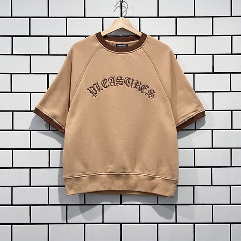 PLEASURES OLD E RINGER SS CREWNECK TAN