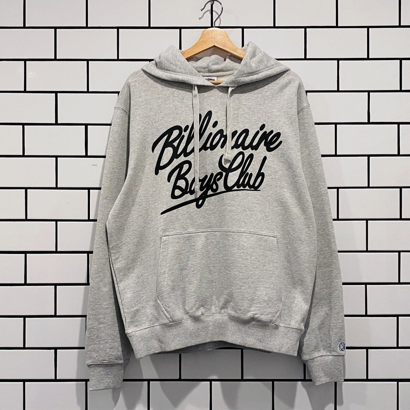 BILLIONAIRE BOYS CLUB BBC SCRIPT HOODIE HEATHER GREY OVERSIZED