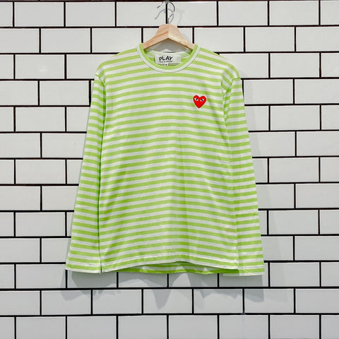 COMME DES GARCONS CDG PLAY PASTELLE STRIPED LS TEE AZ-T278-051-2