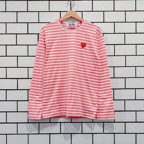 COMME DES GARCONS CDG PLAY PASTELLE STRIPED LS TEE AZ-T278-051-3