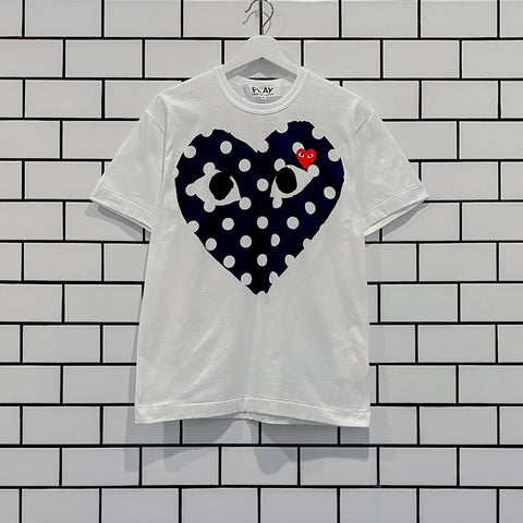 COMME DES GARCONS CDG PLAY POLKA DOT BIG HEART TEE AZ-T234-051-1