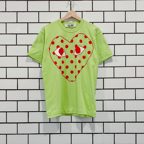 COMME DES GARCONS CDG PLAY PASTELLE POLKA DOT LOGO TEE AZ-T276-051-2