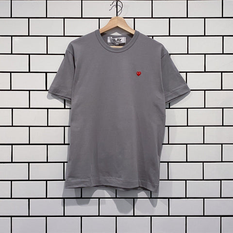 COMME DES GARCONS CDG PLAY SMALL RED HEART TEE GREY AZ-T314-051-3