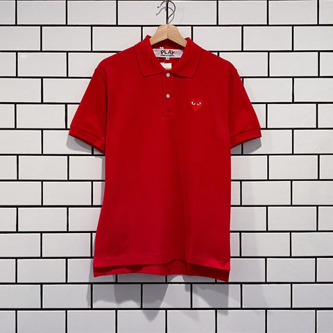 COMME DES GARCONS CDG PLAY RED HEART POLO SHIRT RED AZ-T006-051-4