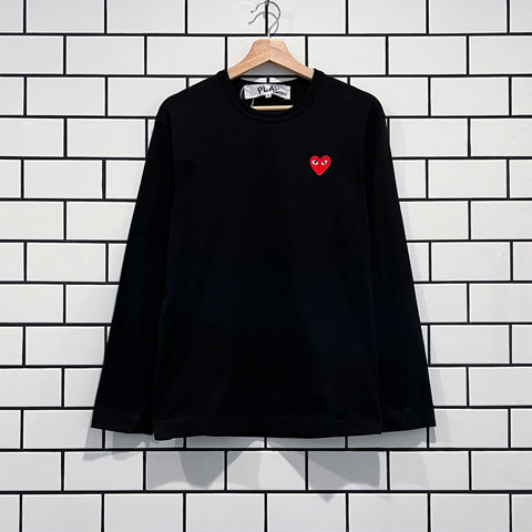 COMME DES GARCONS CDG PLAY RED HEART LS TEE BLACK AZ-T118-051-1