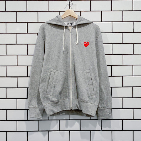 COMME DES GARCONS CDG PLAY HEART LOGO ZIP HOODED SWEATSHIRT AZ-T168-051-1