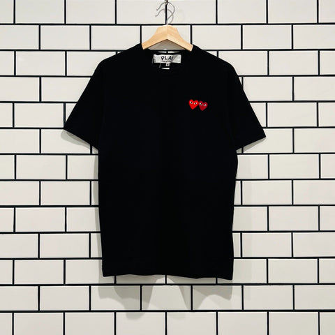 COMME DES GARCONS CDG PLAY DOUBLE HEART TEE BLACK AZ-T226-051-1