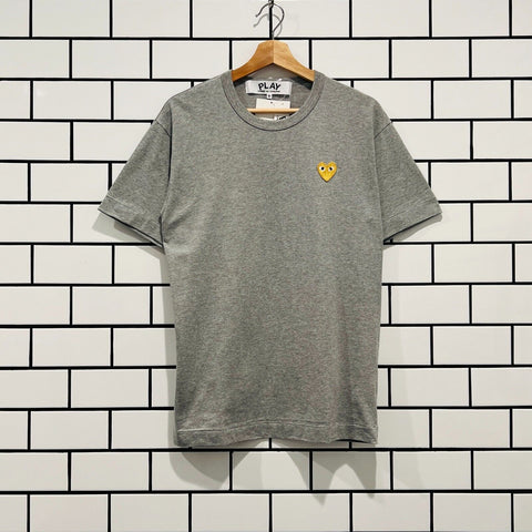 COMME DES GARCONS CDG PLAY GOLD HEART TEE GREY AZ-T216-051-3