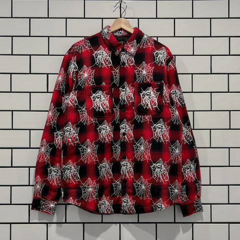 GIFTS OF FORTUNE BLACK WIDOW QUILTED FLANNEL RED