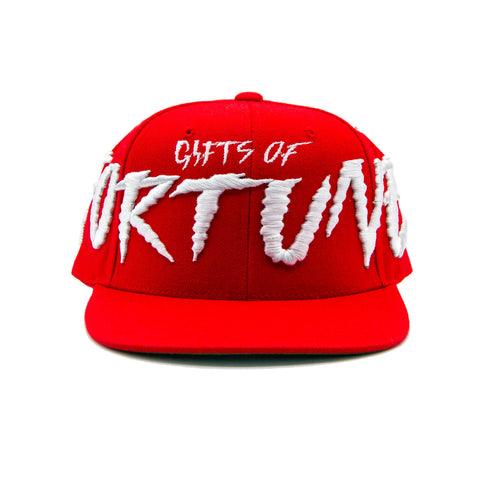 GIFTS OF FORTUNE SNAKE SCALES SNAPBACK HAT RED / WHITE