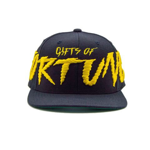 GIFTS OF FORTUNE SNAKE SCALES SNAPBACK HAT BLACK / YELLOW